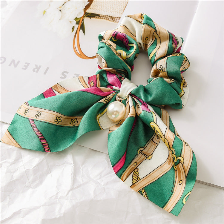 Pearl Pendant Large Intestine Ring Hair Band Women's Hair Knot Knotted Big Bow Hair Rope Pearl Pendant Large Intestine Ring Hair Band Women's Hair Knot Knotted Big Bow Hair Rope